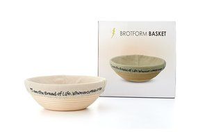 !!! "I am the Bread of Life" Banneton Brotform Proofing Basket - Large 10 Inch Round Cane With Linen Liner&ndash; Rising... N8
