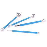 Cake Toppers,Hmane 4 Pcs Stainless Steel Baking Tool with 8 Head Pen--Silver+Blue N3