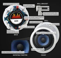 82W Silver Ticket In-Wall In-Ceiling Speaker with Pivoting Tweeter (8 Inch in-wall) N6
