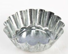 2-1/2" Primitive Galvanized Metal Fluted Candle Pan Tart Mold Set of 10