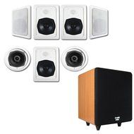 Acoustic Audio HT-57 In-Wall/Ceiling 7.1 Home Theater Speakers and 6.5&quot; Powered Sub HT-57-CS65C