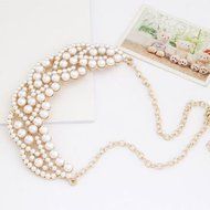 New Fashion Women Pearl Hollow Gold Choker Bib Collar Statement Necklace Pendant N4