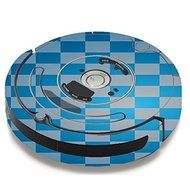 Skin Decal Vinyl Wrap For IRobot Roomba 650 655 Vacuum / Blue Grey Checkers