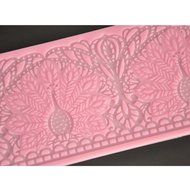 Anyana Peacock Cake Baking Mold Silicone Cake Mat Lace Pad For Cake Decorating Color Pink Gum Pastry Tool Kitchen... N3