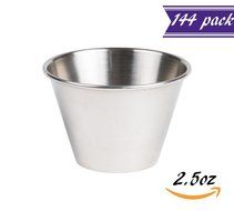 Set of 48 Stainless Steel Portion Cups 2.5 oz, Individual Condiment Sauce Cups - 2 1/2 ounces N12