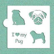 I Love My Pug Cookie and Craft Stencil CM015 by Designer Stencils