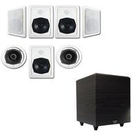 Acoustic Audio HT-57 In-Wall/Ceiling 7.1 Home Theater Speakers and 6.5" Powered Sub HT-57-RW6