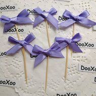 DOOXOO Light Purple Satin Bow Cupcake Toppers or Finger food picks - Baby Shower or Wedding ( Set of 24 ) N3