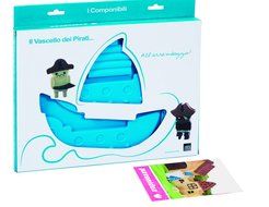 Pavoni FRT179 Platinum Silicone Special Edition-Pirate Ship Stackable Bake Mould, Blue