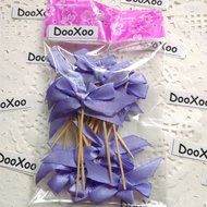 DOOXOO Light Purple Satin Bow Cupcake Toppers or Finger food picks - Baby Shower or Wedding ( Set of 24 ) N4
