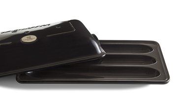 Emile Henry Made In France Flame Baguette Baker, 15.4 x 9.4", Charcoal N3