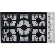 DCS CDU-365-L 36 Gas Cooktop 5 Sealed Dual Flow Burners, Continuous Grates and Stainless Steel