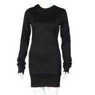 Pillow Cover,Haoricu Women Autumn Long Sleeve Solid Sport Hoodie Dress Slim Coat Mini Skirt (M, Black) N2