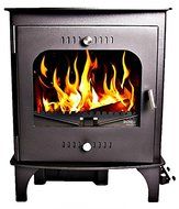 Irish Wood Burning Stove Carraig Mor - Steel Cabinet Fire Brick Lined - 30K BTU - Heats up to 1800 SF - 18" Log...