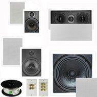 Theater Solutions 5.1 Home Theater 8&quot; and 6.5&quot; Speaker Set with Center, 10&quot; Passive Sub More TS6W8WL51SET10 N2