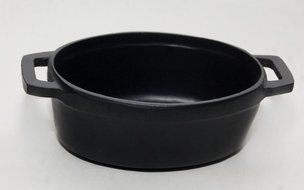 Insideretail 1006012345ABCDE Premium Quality Cast Iron Oval Stackable Roasting Dish, Medium, Black, Set of 5 N4