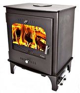 Irish Wood Burning Stove Carraig Mor - Steel Cabinet Fire Brick Lined - 30K BTU - Heats up to 1800 SF - 18" Log... N3