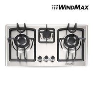 28 in Silver Stainless Steel 3 Burner Built-In Stove NG Gas Cooktop Cooker 8350W N3