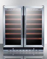 Summit SWC3066 66 Bottle Capacity Dual Temperature Wine Cooler With Built-In Capable Wooden Shelves Digital Thermostats... N3