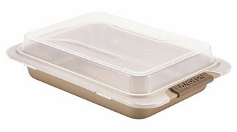 Anolon Advanced Bronze Nonstick Bakeware 9-Inch x 13-Inch Covered Cake Pan with Silicone Grips