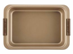 Anolon Advanced Bronze Nonstick Bakeware 9-Inch x 13-Inch Covered Cake Pan with Silicone Grips N2