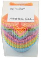Silicone Baking Cups-24 Piece- Food Grade Silicone Baking Cups, Star and Round Shape-comes in Six Assorted Colors N2