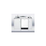 Summit C60EL: 60" wide all-in-one kitchenette with two coil burners, a cycle defrost refrigerator-freezer, sink...