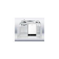 Summit C60EL: 60" wide all-in-one kitchenette with two coil burners, a cycle defrost refrigerator-freezer, sink... N2