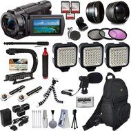 Sony FDR-AX53 4K Ultra HD Handycam Camcorder Video Camera + Action Handle + LED Lights + Mic + Bag + Monopod Extra... N2
