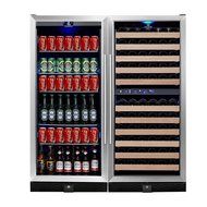 KingsBottle 3-Zone Wine and Beverage Combo Refrigerator, Holds 300 Cans and 106 Bottles, Stainless Steel with... N4