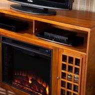50" Electric Fireplace with Cabinet , TV Media Stand Console - Pine
