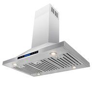 AKDY&reg; 30"/36"/42"/48" Island Mount Stainless Steel Dual LED Display Touch Control Panel Kitchen Range Hood w/... N11