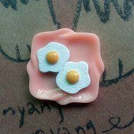 Kawaii Resin Fried Eggs White Egg Flatback Cabochons Dollhouse Miniature Food DIY Embellishments 16*14mm Scrapbooking N2