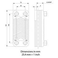 B3-12A 40 Plate Stainless Steel Heat Exchanger with 1/2&quot; Hose Barb Ports Copper Brazed N2