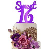 Sugar Yeti Made In USA Birthday Cake Topper Sweet 16 #4 Purple Mirror N13