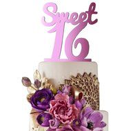 Sugar Yeti Made In USA Birthday Cake Topper Sweet 16 #4 Purple Mirror N16