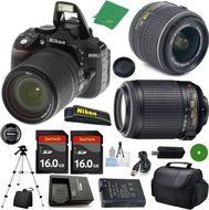 Nikon D5300 - International Version (No Warranty), 18-55mm f/3.5-5.6 DX VR, Nikon 55-200mm f4-5.6G VR, 2pcs 16GB...