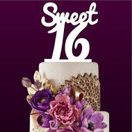 Sugar Yeti Made In USA Birthday Cake Topper Sweet 16 #4 Purple Mirror N17