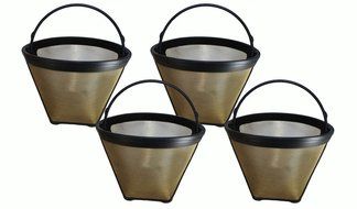 4 Cuisinart GTF-4 GTF4 Gold Tone Washable &amp; Reusable Coffee Filter for Cuisinart 4-Cup Coffeemakers, Designed...