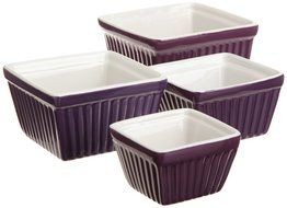 BIA Cordon Bleu Raffia Square Ramekins, 2 Tone, Violet Purple, Set of 4