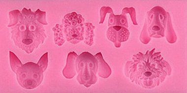 Dog Puppy Faces 7 Cavity Silicone Mold for Fondant, Gum Paste, Chocolate , Crafts N2