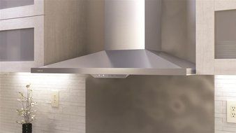 Zephyr ZAN-M90AS 600 CFM 36 Inch Wide Wall Mounted Range Hood with Halogen Lighting and Electroni, Stainless Steel
