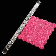 Fondant Transparent Acrylic Carved Wood Grain Printing Non-stick Mini Rolling Pin for Cake Decorating Tool N3