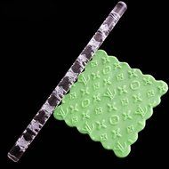 Fondant Transparent Acrylic Carved Wood Grain Printing Non-stick Mini Rolling Pin for Cake Decorating Tool N6