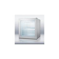 Summit SCFU386CSSVK: Compact commercial vodka chiller with self-closing glass door and stainless steel wrapped...