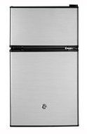 Ge REFRIGERATORS 2491911 3.1 Cu. ft. Double-Door Compact Refrigerator, Cleansteel, Reversible Door