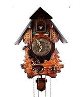 European Style Wall Cocks,intelligent Light and the Cuckoo Bird Ring the Hours, Solid Wood Carving