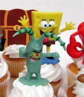 SPONGEBOB SQUAREPANTS 12 Piece CUPCAKE Topper Set Featuring 10 Random SpongeBob Figures and Themed Decorative... N2