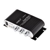 ONEU Mini amplifier Super Bass Hi-Fi Stereo Audio Amp Booster for Car Moto Home with DC 12V 3A Power Supply, Black N2