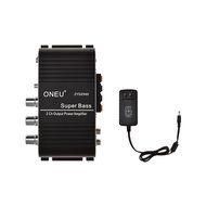 ONEU Mini amplifier Super Bass Hi-Fi Stereo Audio Amp Booster for Car Moto Home with DC 12V 3A Power Supply, Black N3